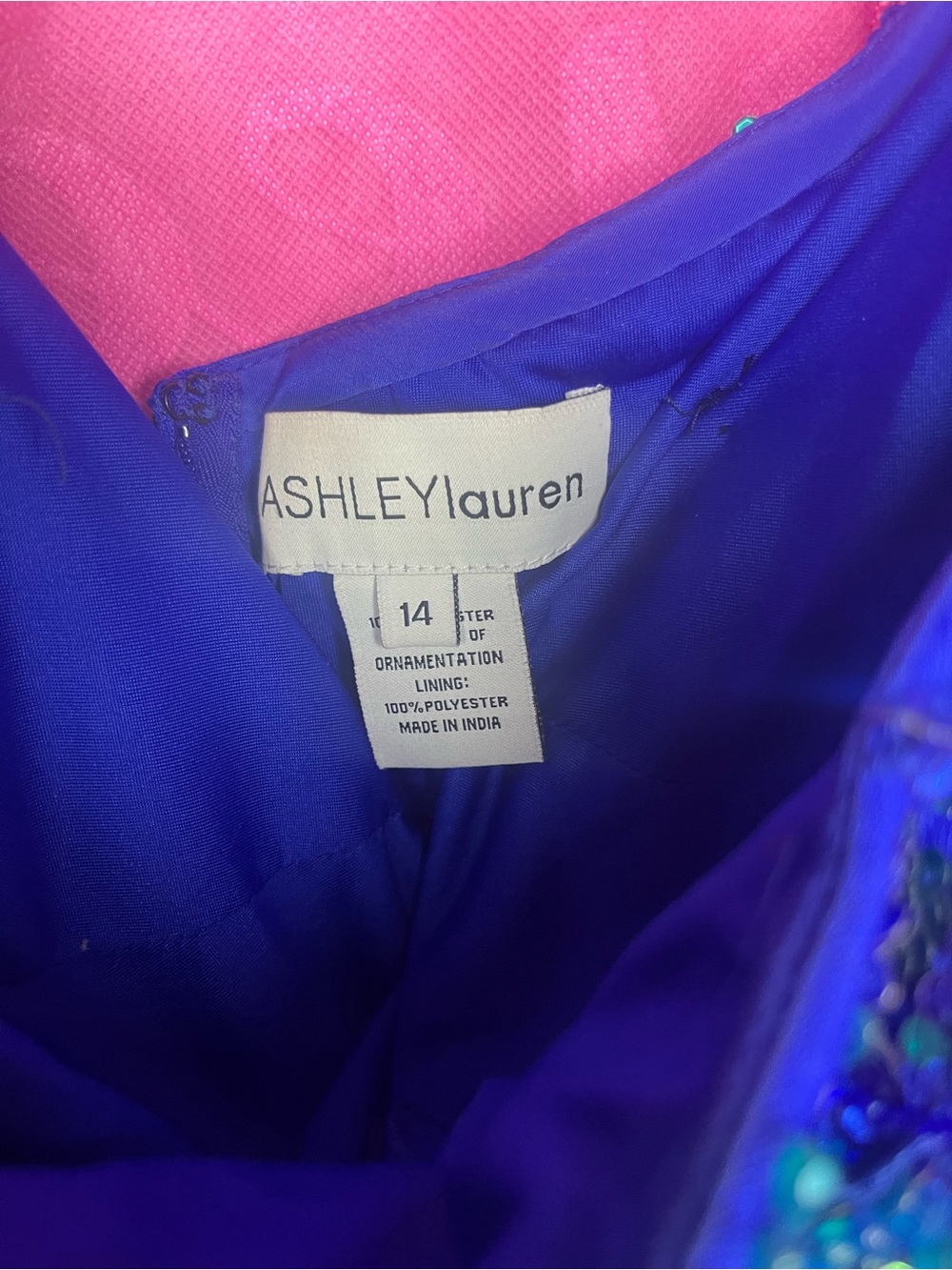 One-Shoulder Royal Blue Sequin Romper with Draped Cape - Picture 7 of 10